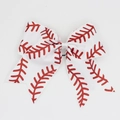 Lazo grande blanco para el pelo con diseño de béisbol y costuras rojas con purpurina - Estilo de Costura de Béisbol Blanco / Blanco (01#)