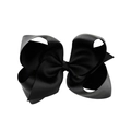 Detalle del lazo de cinta grosgrain negra de 6 pulgadas con textura de canalé fino - Negro (03#)