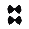 Detail view showing a pair of elegant double-layered black velvet bow hair clips for women - Pair / Black