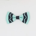 Close-up of mint green grosgrain ribbon bow with black wavy pattern for kids - Light Green