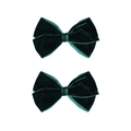 Close-up of dark green velvet bow hair clips with soft texture and elegant sheen - Pair / Dark Green