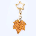 Porte-clés feuille d'érable en acrylique doré avec paillettes et fermoir étoile - Feuille d'Érable Jaune