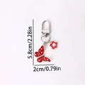 Silver butterfly keychain with red polka dots, flower detail and lobster clasp - Red Dotted Butterfly