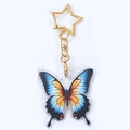 Blue and orange acrylic butterfly keychain with a gold star clasp for handbags - Blue Gradient Butterfly