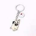 Porte-clés carlin en métal avec plaque I Love Dogs pour sacs et décoration d'accessoires - Carlin Affamé Cœur (10536)