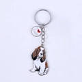 Niedlicher Hundeanhänger in Braun und Weiß mit I Heart Dogs Metallplakette - Großohriger Cocker Spaniel Herz (10507)
