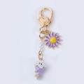 Portachiavi creativo con margherita viola, chiusura a cuore dorata e ciondolo bouquet - Margherita 3D Viola