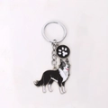Border Collie Schlüsselanhänger mit Hundepfoten-Anhänger und silbernem Metallring - Neues Schäferhund Pfote (Border Collie)