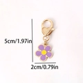 Portachiavi a fiore viola in lega con chiusura a cuore dorata e petali in smalto - Fiore a cinque petali / Fiore Viola