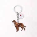 Metall Irish Setter Hund Schlüsselanhänger mit Emaille-Anhänger und I Love Dogs Charme - Braun Gold Herz (Irish Setter)