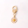 Pink daisy flower alloy keychain pendant with gold heart-textured lobster clasp - Pink Daisy