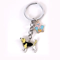 Llavero creativo de perro Beagle con dije de estrella azul y lazo para bolsos y teléfonos - Beagle con Botella de Deseos