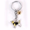 Llavero Beagle de aleación creativa con dije de corazón dorado y colgante de perro esmaltado - Beagle con Corazón Dorado