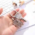Metal dog keychain with enamel puppy pendants and silver lock charm accessory - Sausage Link Chain