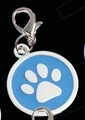 Medaglietta per animali blu e bianca con moschettone argento per collari per cani - 20mm / Blu Oro