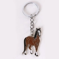 Porte-clés cheval marron en alliage avec émail noir et blanc pour décoration de sac - Cheval Brun Double Face