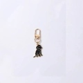 Mini Goldener Labrador Schlüsselanhänger mit schwarzer Emaille und goldenem Karabiner - Schwarzer Hund (Gold/Karabinerverschluss)