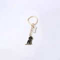 Niedlicher schwarzer Labrador-Hundeanhänger aus Goldlegierung mit Knochenanhänger - Schwarzer Hund (Gold/Schlüsselring/Knochen)