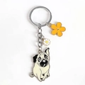 Creative Pug metal keychain with yellow flower and daisy enamel pendant charm - 06 Hungry Pug