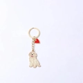 Goldener Schlüsselanhänger mit Herz und niedlichem Golden Retriever Emaille Anhänger - Beige Golden Retriever Mit Rotem Herz