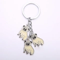 Cute pug dog keychain with three zinc alloy enamel charms for bags and accessories - Pug Trio Style (1-B巴哥) / Silver