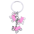 Detail of pink and white Schnauzer dog metal keychain with high-quality alloy enamel finish - Pink Schnauzer / 10cm