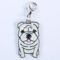 Bulldog enamel keychain pendant in white zinc alloy with silver lobster clasp for bags - Cartoon Pug