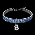 Verstellbares Strass-Haustierhalsband mit blauen Kristallen und Fußball-Anhänger - Blau