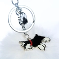 Détail du porte-clés en métal avec breloque chien Schnauzer et pompon en fausse fourrure - Schnauzer Noir