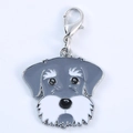 Schnauzer dog enamel keychain with gray and white finish and silver lobster clasp accessory - Schnauzer Head (5862889526998)