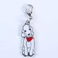 Cartoon white poodle pendant in silver finish with a red scarf and lobster clasp - Bedlington Terrier (5862889526988)