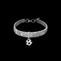 Collar de pedrería para mascotas con colgante de fútbol y cadena de plata ajustable - Blanco