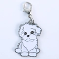 Cartoon bichon dog metal pendant with black and white enamel finish and silver clasp - Full Body Bichon (5862889526986)