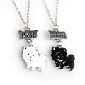 Lot de 2 colliers Best Friend pour chien avec pendentifs noir et blanc sur chaînes en O - Chow-Chow Noir et Blanc