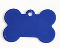 Blue bone-shaped aluminum alloy pet ID tag with matte finish and top attachment hole - Bone Style / 3825 / Blue Gold