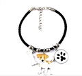Minimalistische zwarte geweven armband met Jack Russell hond, bot en pootafdruk hangers - Jack Skellington
