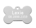 Custom silver bone-shaped aluminum alloy pet tag with laser engraved name and phone - Bone Style / 3825 / Silver