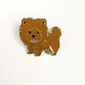 Spilla in smalto marrone a forma di cane Chow Chow con finitura in metallo argento - Stile Chow Chow Marrone