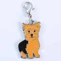 Enamel Yorkshire Terrier pet charm with dark grey and golden brown finish with metal clasp - Yorkshire Terrier (5862889526993)