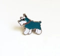 Broche chien Schnauzer en émail bleu avec contours en métal argenté et collier rouge - Style Schnauzer Bleu