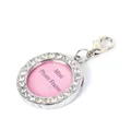 Medaglietta rotonda placcata in argento con strass lucidi e cornice per foto rosa - Stile Rotondo