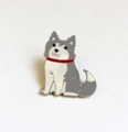 Épinglette en émail motif Husky de dessin animé en alliage de zinc et détails gris - Style Husky Gris