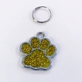 Personalisierbare Pfotenabdruck Tiermarke mit Goldglitzer und silbernem Metallrahmen - 38*38mm / Gold
