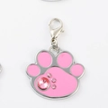 Pink paw-shaped pet tag with crystals and lobster clasp for dog or cat collars - Paw / 30*28mm / Pink