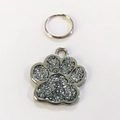 Pendentif d'identification pour animaux en forme de patte à paillettes argentées en alliage - 2.5cm / Pailleté Argent