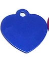 Heart-shaped aluminum alloy pet ID tag in blue finish with pre-drilled hanging hole - Heart Deep Blue