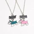 Détail de deux colliers Best Friend pour chien avec finition en émail bleu et rose - Schnauzer Bleu et Rose