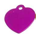 Purple heart-shaped aluminum pet ID tag with matte finish and pre-drilled hole - Heart Rose Red