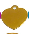 Golden heart-shaped aluminum pet tag with matte finish and pre-drilled hole for engraving - Heart Gold