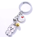Portachiavi West Highland White Terrier con ciondolo I love Dogs e campanellini - Maltese (Maltese idog)